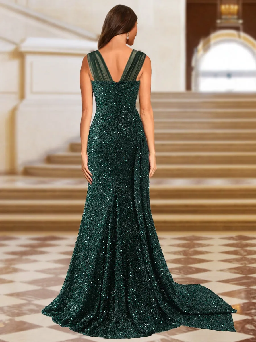 Sparkly Trumpet/Mermaid Sweetheart Long Evening Dresses with Split Side sold by Lavetir product image thumbnail 2