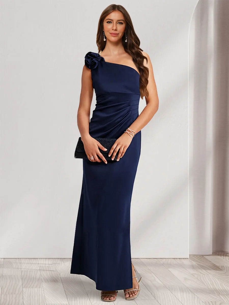 Sheath/Column One-Shoulder Floor-Length Ruched Evening Dresses sold by Lavetir