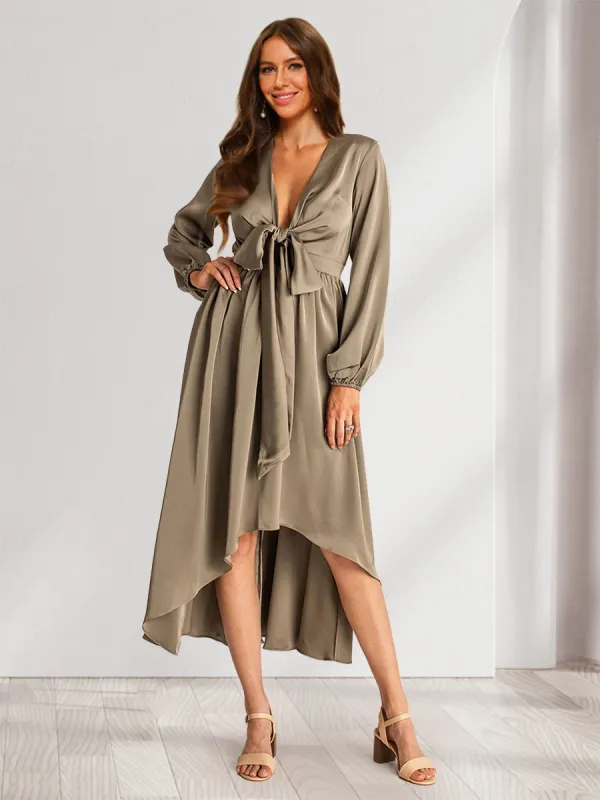A-Line/Princess Plunging V-Neck Long Sleeves Wrap Bridesmaid Dresses sold by Lavetir