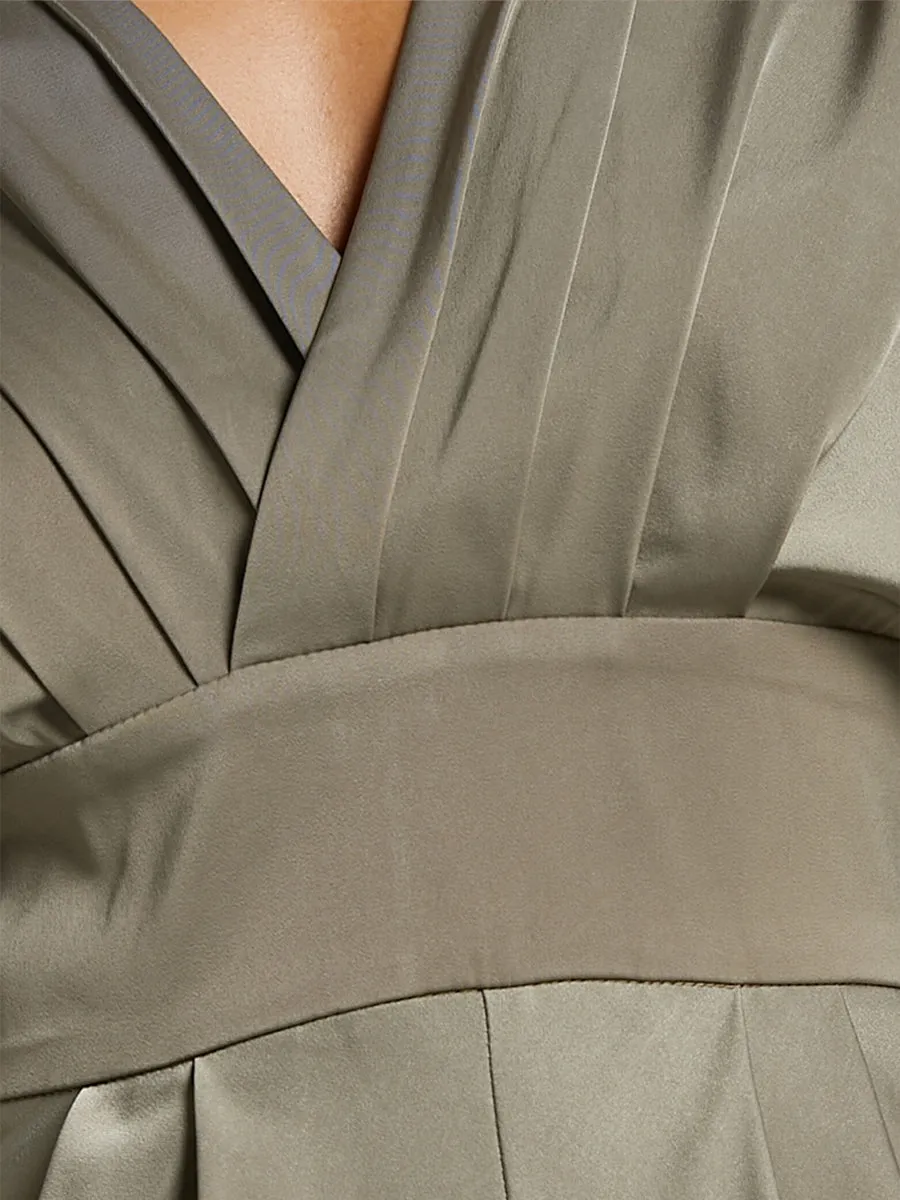 Sheath/Column V-Neck Short Sleeves Silk Satin Evening Dresses with Split Side sold by Lavetir product image thumbnail 5