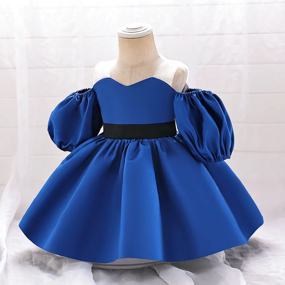 Ball Gown Off-the-Shoulder Short Sleeves Satin Christmas Dresses with Belt sold by Lavetir product image thumbnail 3