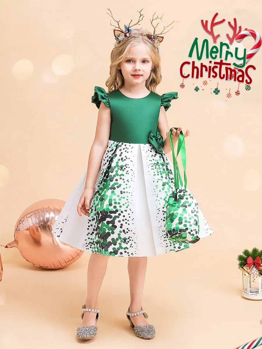 Scoop Sleeveless Knee-Length Printed Floral Christmas Dresses with Bow(s) sold by Lavetir