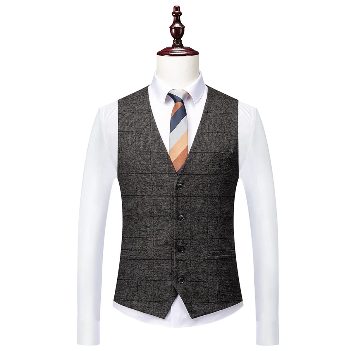 Tailored Fit Single Breasted Two-buttons 3 Pieces Plaid Men's Wedding Suits sold by Lavetir product image thumbnail 4