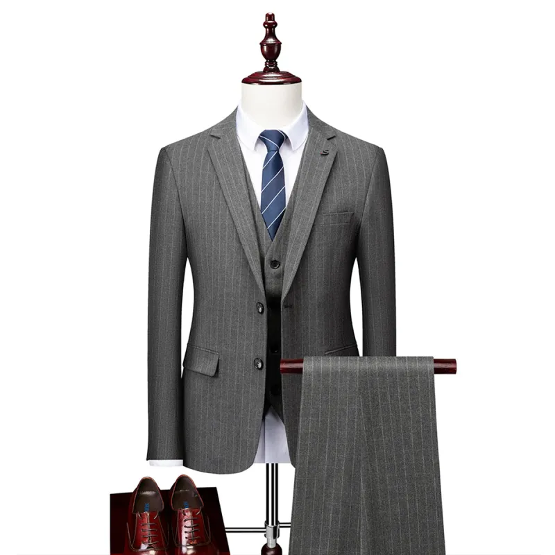 Tailored Fit Single Breasted Two-buttons 2 Pieces Striped Men's Wedding Suits sold by Lavetir