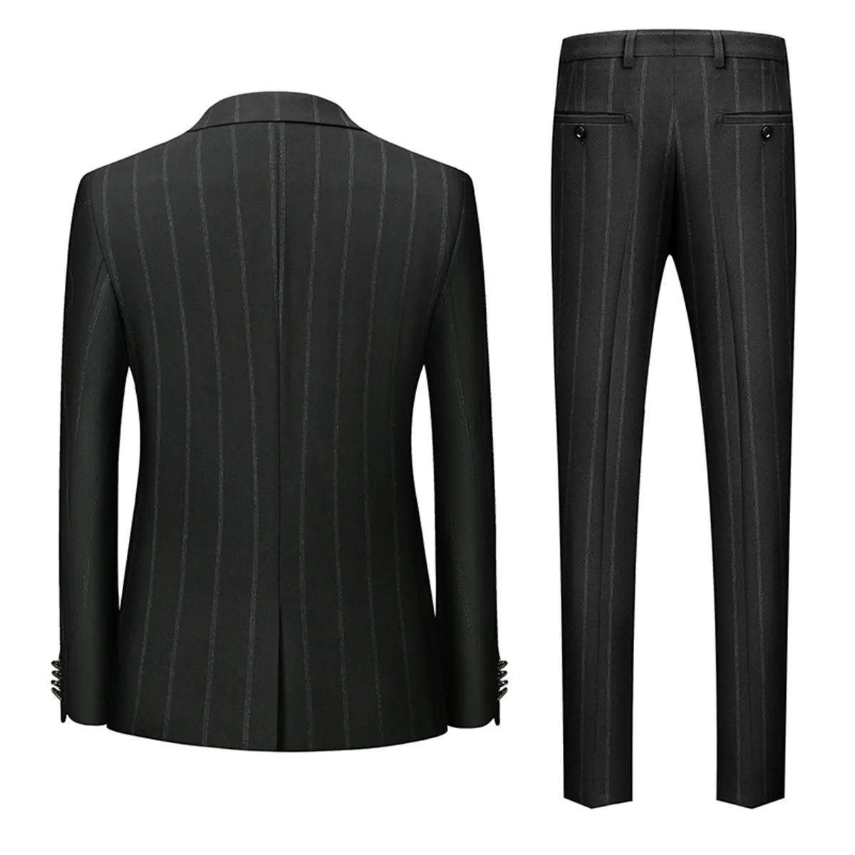 Tailored Fit Single Breasted One-button 3 Pieces Striped Men's Wedding Suits sold by Lavetir product image thumbnail 3