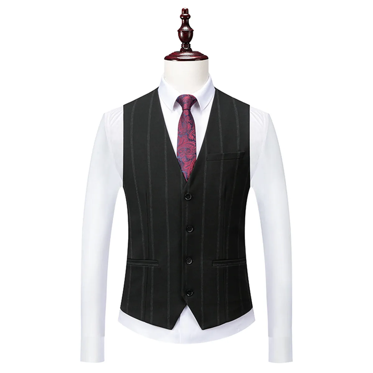 Tailored Fit Single Breasted One-button 3 Pieces Striped Men's Wedding Suits sold by Lavetir product image thumbnail 4
