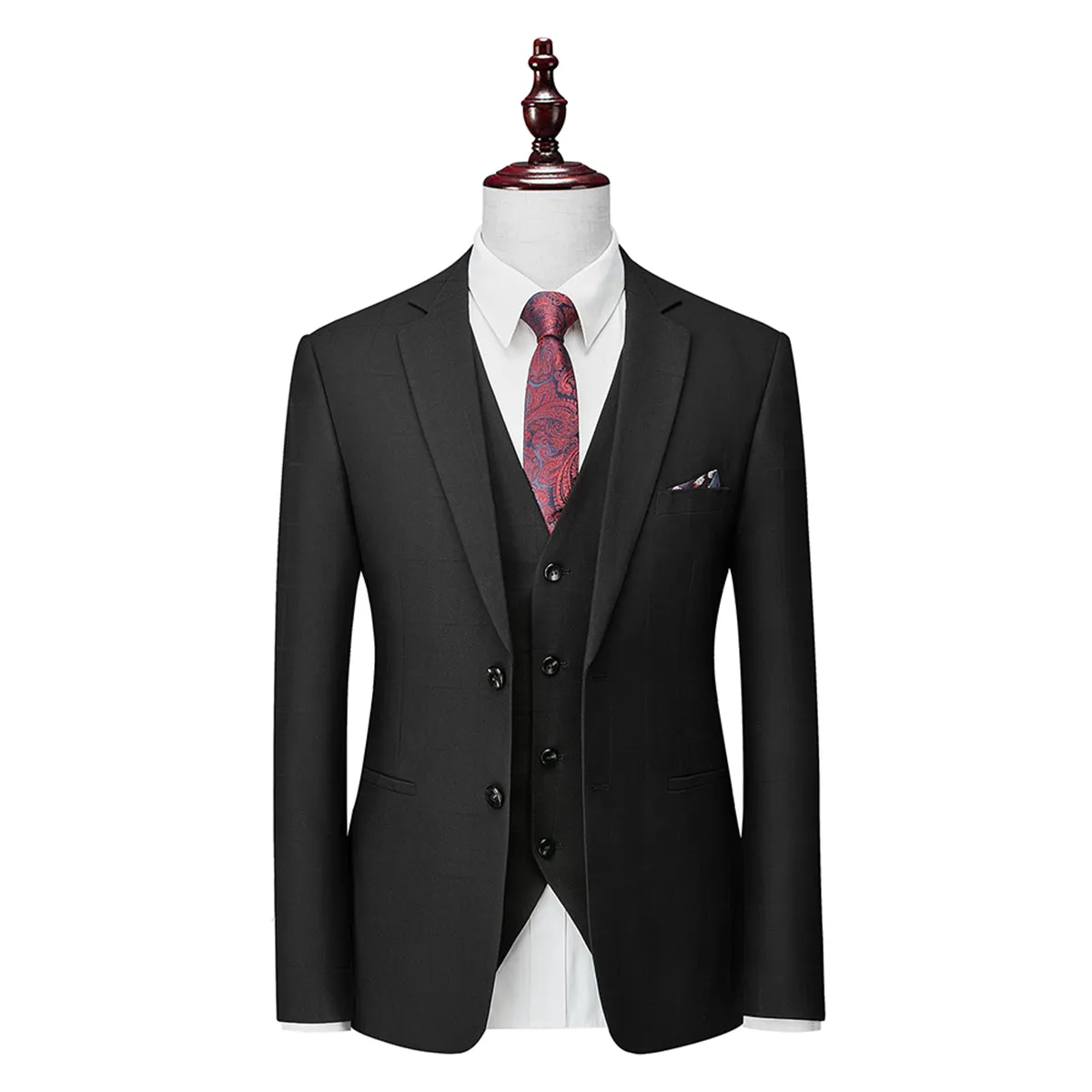 Tailored Fit Single Breasted Two-buttons 3 Pieces Plaid Men's Wedding Suits sold by Lavetir product image thumbnail 2