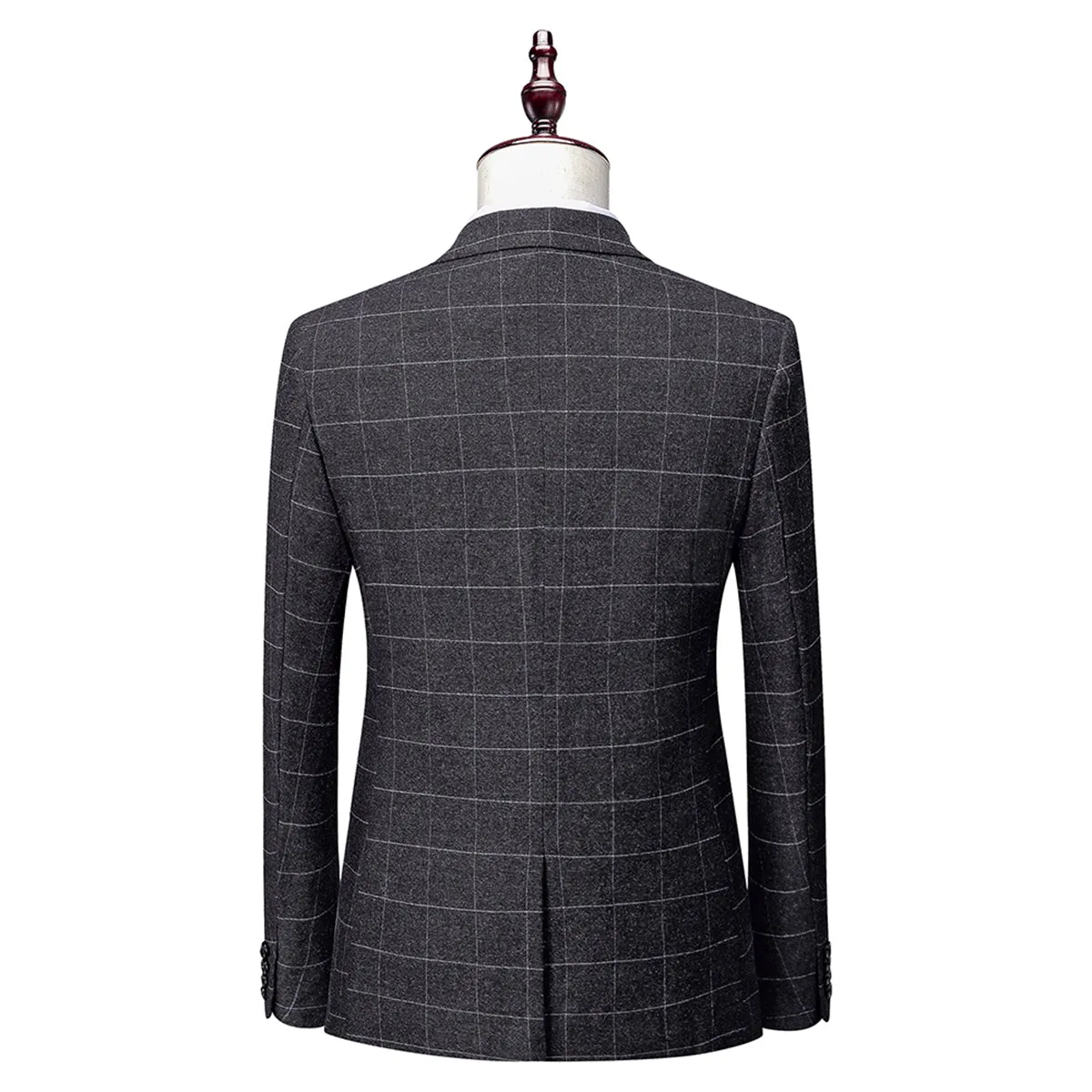 Tailored Fit Single Breasted Two-buttons 3 Pieces Plaid Men's Wedding Suits sold by Lavetir product image thumbnail 4