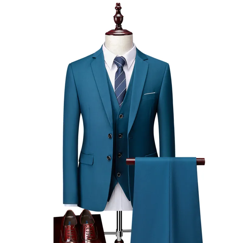 Tailored Fit Single Breasted Two-buttons 3 Pieces Solid Colored Men's Wedding Suits sold by Lavetir