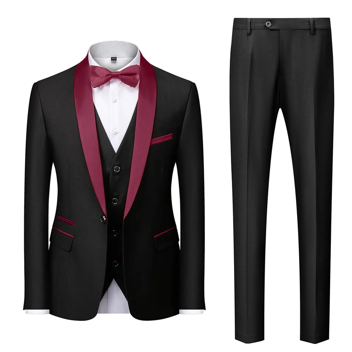 Tailored Fit Single Breasted One-button 3 Pieces Solid Colored Men's Wedding Suits sold by Lavetir product image thumbnail 5