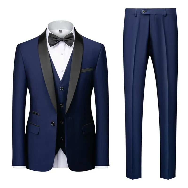 Tailored Fit Single Breasted One-button 3 Pieces Solid Colored Men's Wedding Suits sold by Lavetir