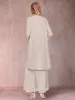 A-Line Chiffon Scoop 3/4 Sleeves 3 Pieces with Ruffles & Jacket sold by Lavetir