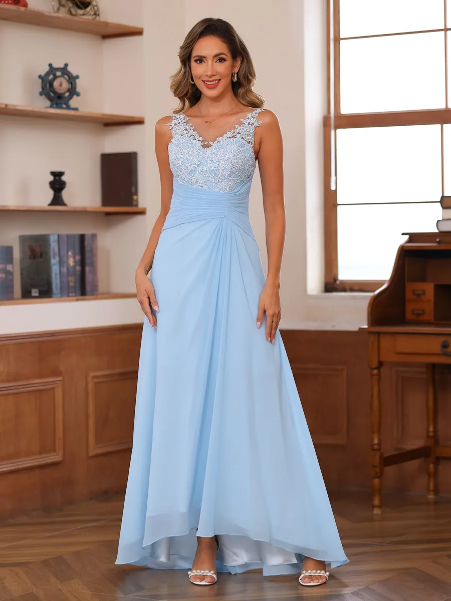 A-Line/Princess V-Neck Appliques Ruched Mother of the Bride Dresses with Cape sold by Lavetir product image thumbnail 3