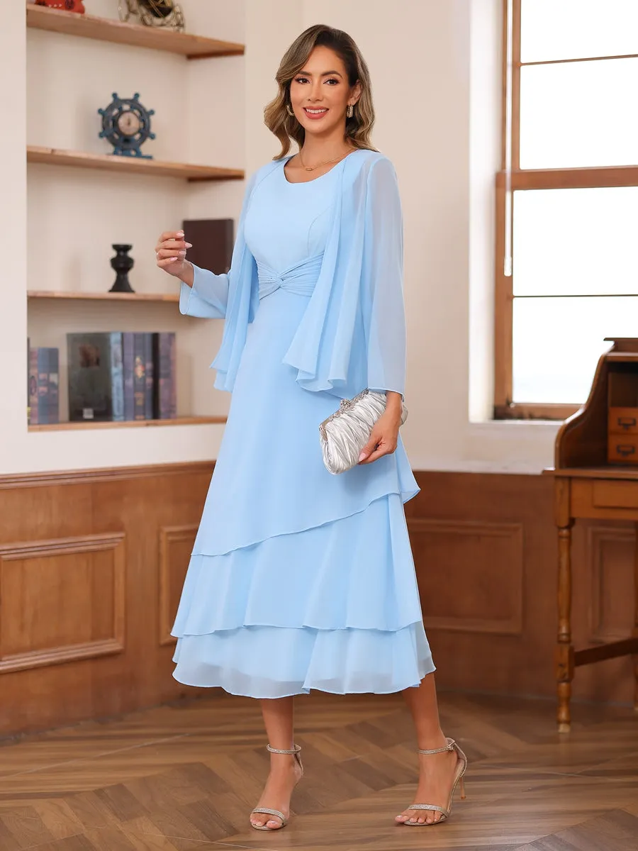 A-Line/Princess Scoop Two Pieces Tiered Mother of the Bride Dresses with Jacket sold by Lavetir product image thumbnail 3