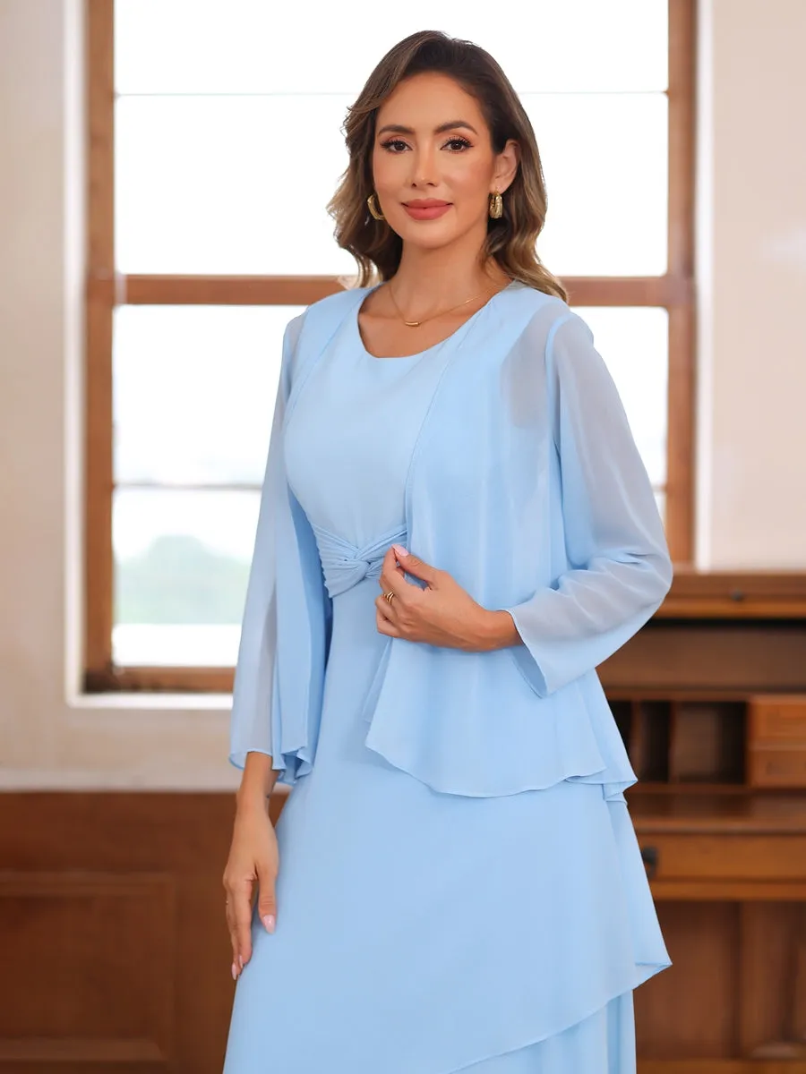 A-Line/Princess Scoop Two Pieces Tiered Mother of the Bride Dresses with Jacket sold by Lavetir product image thumbnail 4