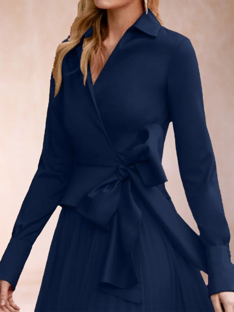 A-Line Chiffon V-Neck Long Sleeves 2 Pieces Mother of the Bride Dresses with Belt & Ruffles sold by Lavetir product image thumbnail 3