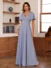 A-Line/Princess V-Neck Short Sleeves Ruched Mother of the Bride Dresses sold by Lavetir