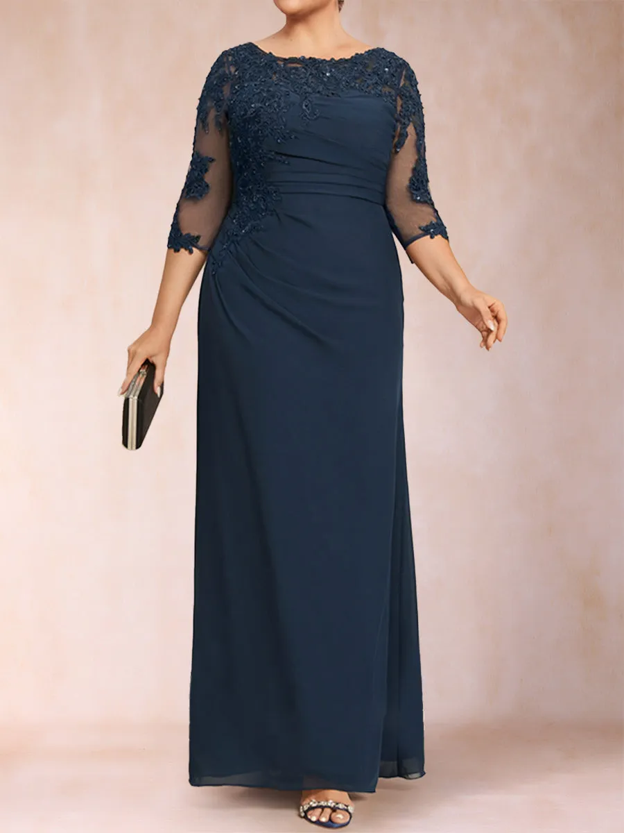 Sheath/Column Scoop 3/4 Sleeves Plus Size Mother of the Bride Dresses with Applique sold by Lavetir product image thumbnail 3