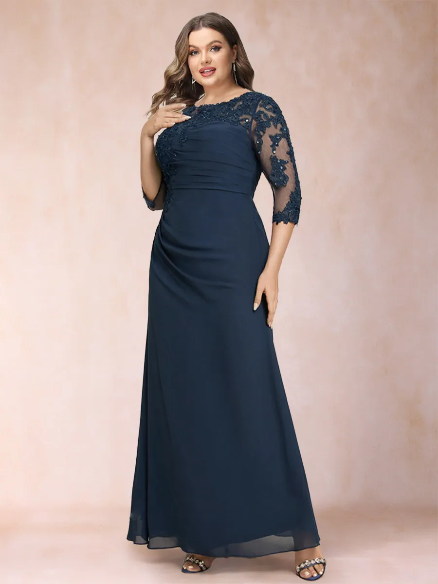 Sheath/Column Scoop 3/4 Sleeves Plus Size Mother of the Bride Dresses with Applique sold by Lavetir