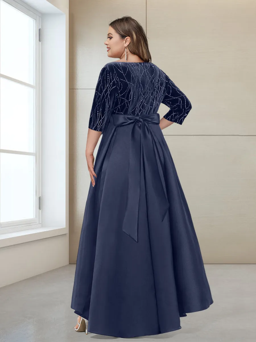 A-Line/Princess V-Neck 3/4 Sleeves Plus size Mother of the Bride Dresses with Beading sold by Lavetir product image thumbnail 2