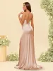Trumpet/Mermaid Spaghetti Straps Ruched Split Side Bridesmaid Dresses sold by Lavetir