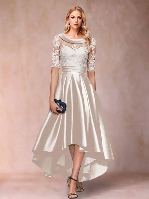 A-Line/Princess Scoop Half Sleeves Mother of the Bride Dresses with Applique sold by Lavetir