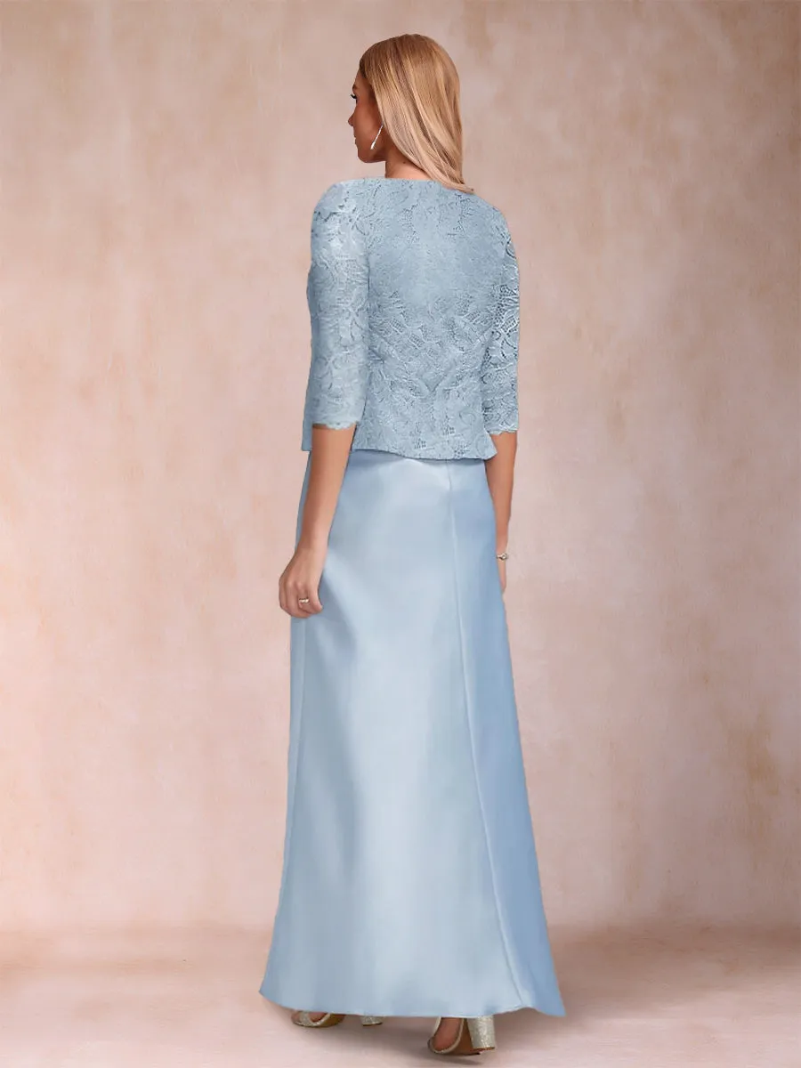 Sheath/Column Scoop Half Sleeves 3 Pieces Mother of the Bride Dress with Applique & Jacket sold by Lavetir product image thumbnail 2