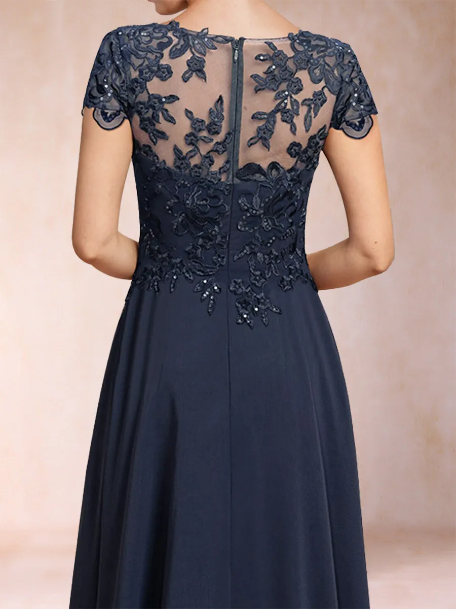 A-Line/Princess Scoop Short Sleeves Mother of the Bride Dresses with Applique sold by Lavetir product image thumbnail 4