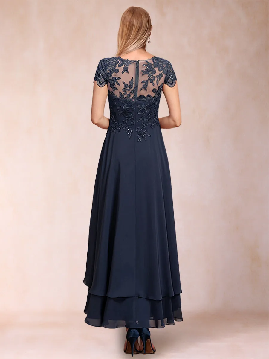 A-Line/Princess Scoop Short Sleeves Mother of the Bride Dresses with Applique sold by Lavetir product image thumbnail 2