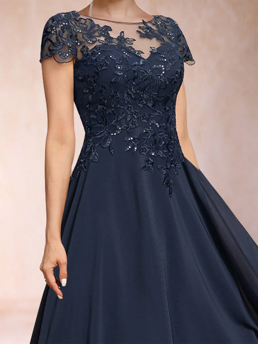 A-Line/Princess Scoop Short Sleeves Mother of the Bride Dresses with Applique sold by Lavetir product image thumbnail 3