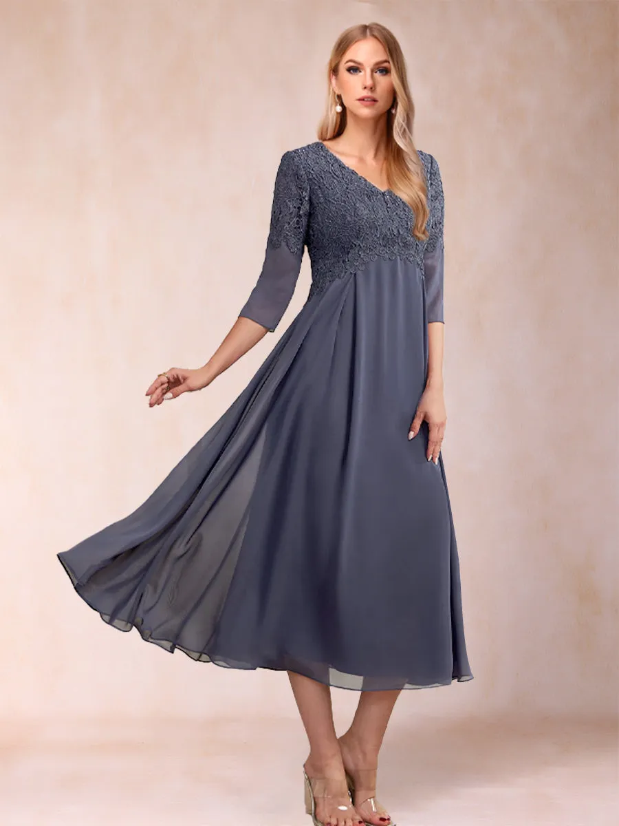 A-Line/Princess V-Neck 3/4 Sleeves Mother of the Bride Dresses with Applique sold by Lavetir