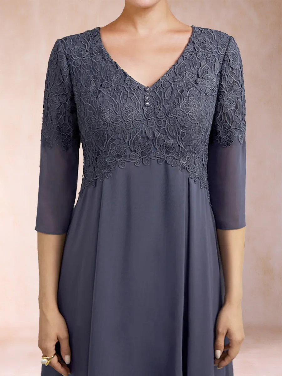 A-Line/Princess V-Neck 3/4 Sleeves Mother of the Bride Dresses with Applique sold by Lavetir product image thumbnail 4