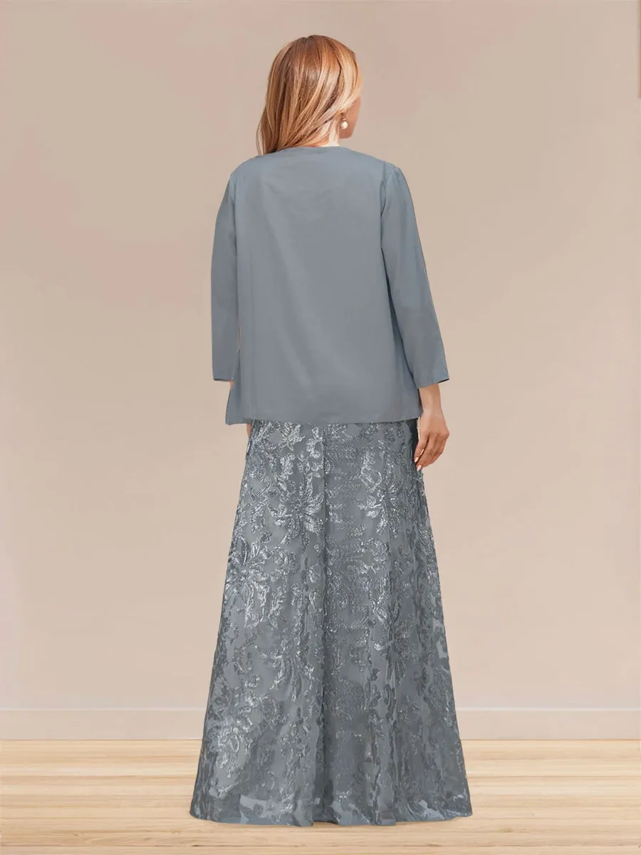 Sheath/Column Strapless Long Mother of the Bride Dresses with Jacket & Appliques sold by Lavetir product image thumbnail 2