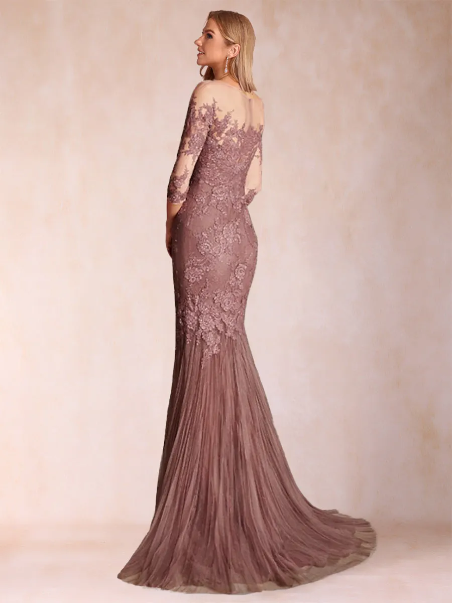 Trumpet/Mermaid Scoop 3/4 Sleeves Mother of the Bride Dresses with Applique sold by Lavetir product image thumbnail 2