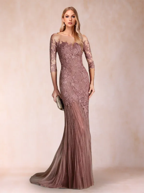 Trumpet/Mermaid Scoop 3/4 Sleeves Mother of the Bride Dresses with Applique sold by Lavetir