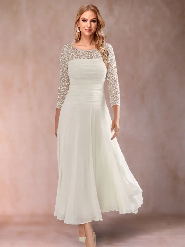 A-Line/Princess Scoop 3/4 Sleeves Mother of the Bride Dresses with Applique sold by Lavetir