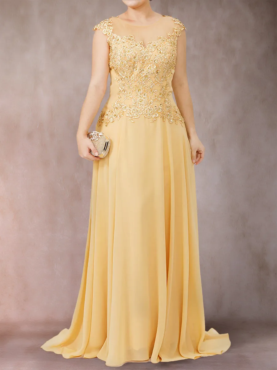 A-Line/Princess Scoop Sleeveless Plus Size Mother of the Bride Dresses with Applique sold by Lavetir product image thumbnail 3