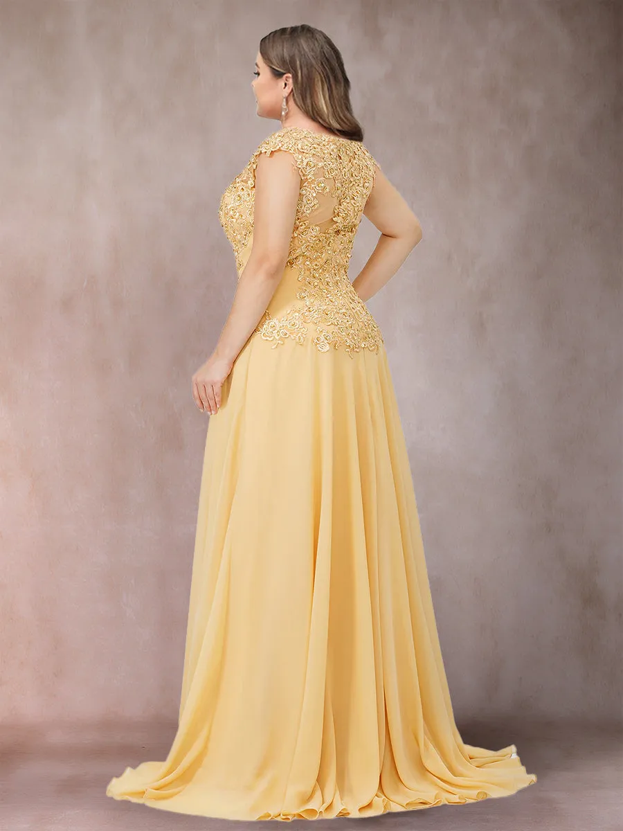 A-Line/Princess Scoop Sleeveless Plus Size Mother of the Bride Dresses with Applique sold by Lavetir product image thumbnail 2