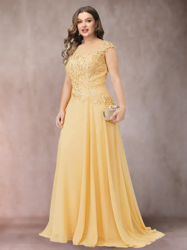 A-Line/Princess Scoop Sleeveless Plus Size Mother of the Bride Dresses with Applique sold by Lavetir