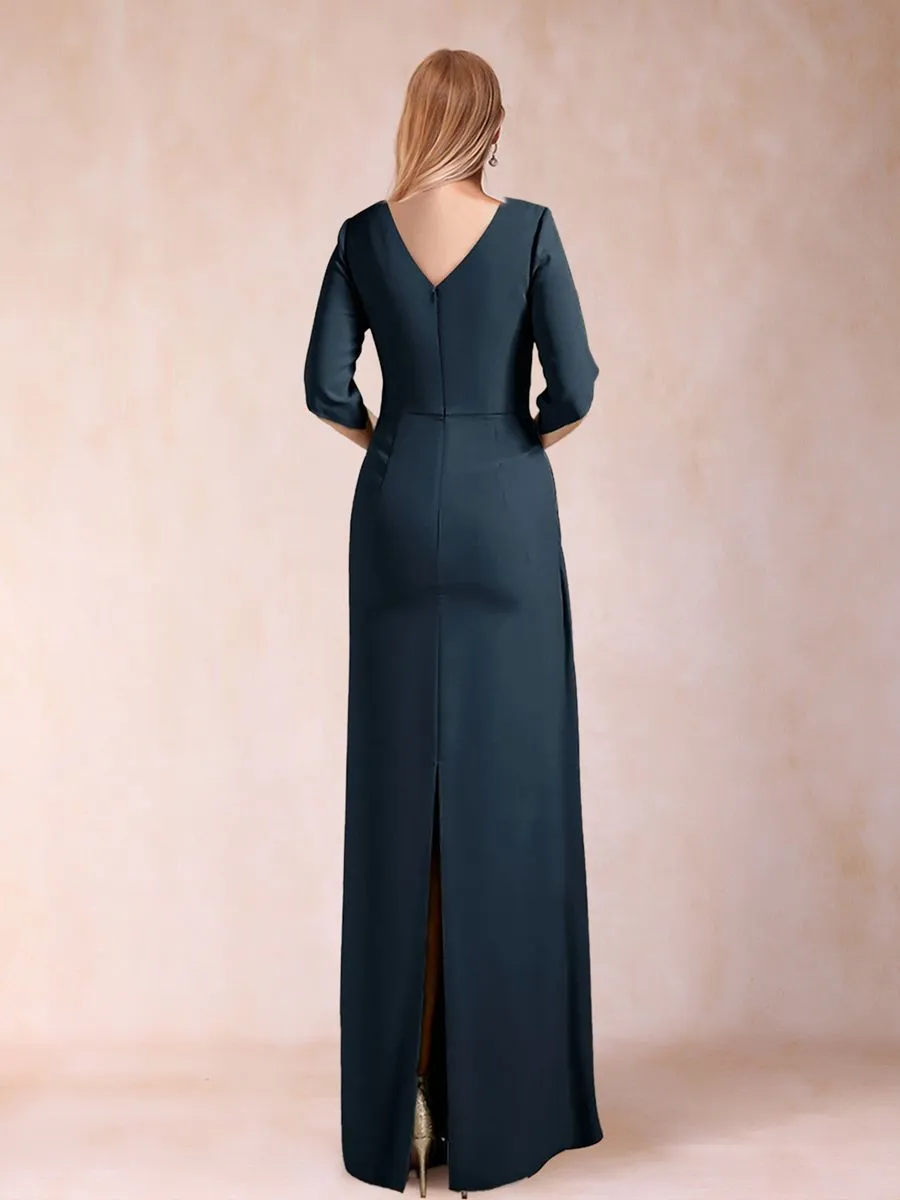 Sheath/Column Scoop Half Sleeves Mother of the Bride Dresses with Ruched sold by Lavetir product image thumbnail 2