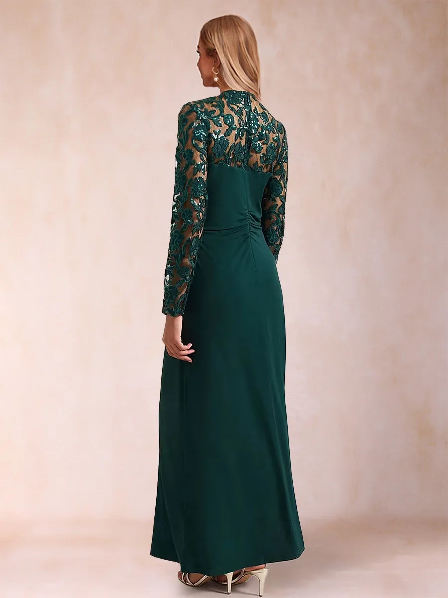 Sheath/Column V-Neck Long Sleeves Mother of the Bride Dresses with Applique sold by Lavetir product image thumbnail 2