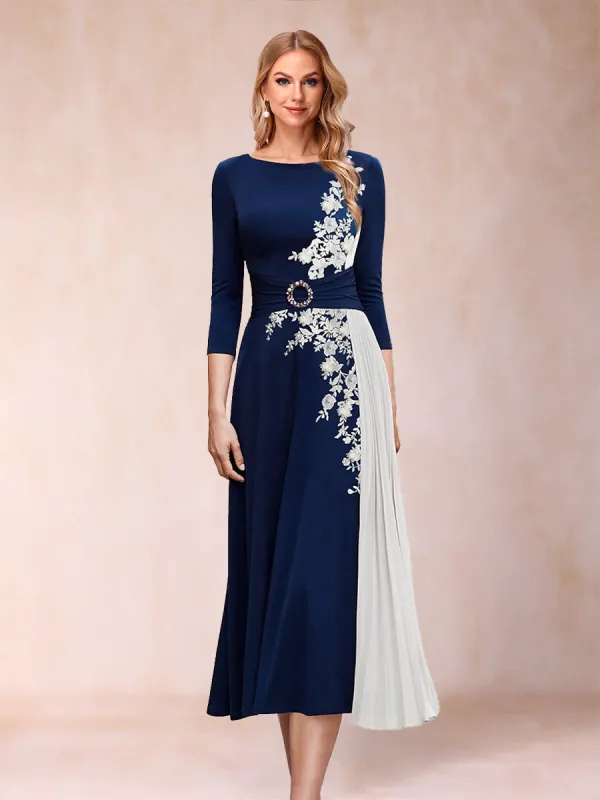 A-Line/Princess Scoop 3/4 Sleeves Mother of the Bride Dresses with Applique sold by Lavetir
