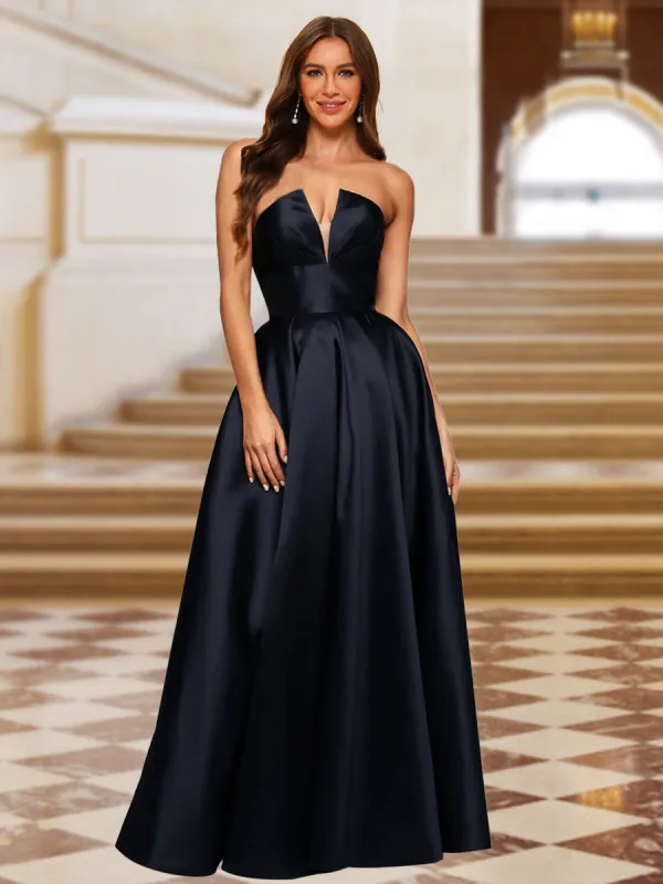 A-Line/Princess Strapless Sleeveless Evening Dresses with Pleats sold by Lavetir