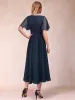 A-Line/Princess Chiffon V-Neck Short Sleeves Mother of the Bride Dresses with Ruffles sold by Lavetir