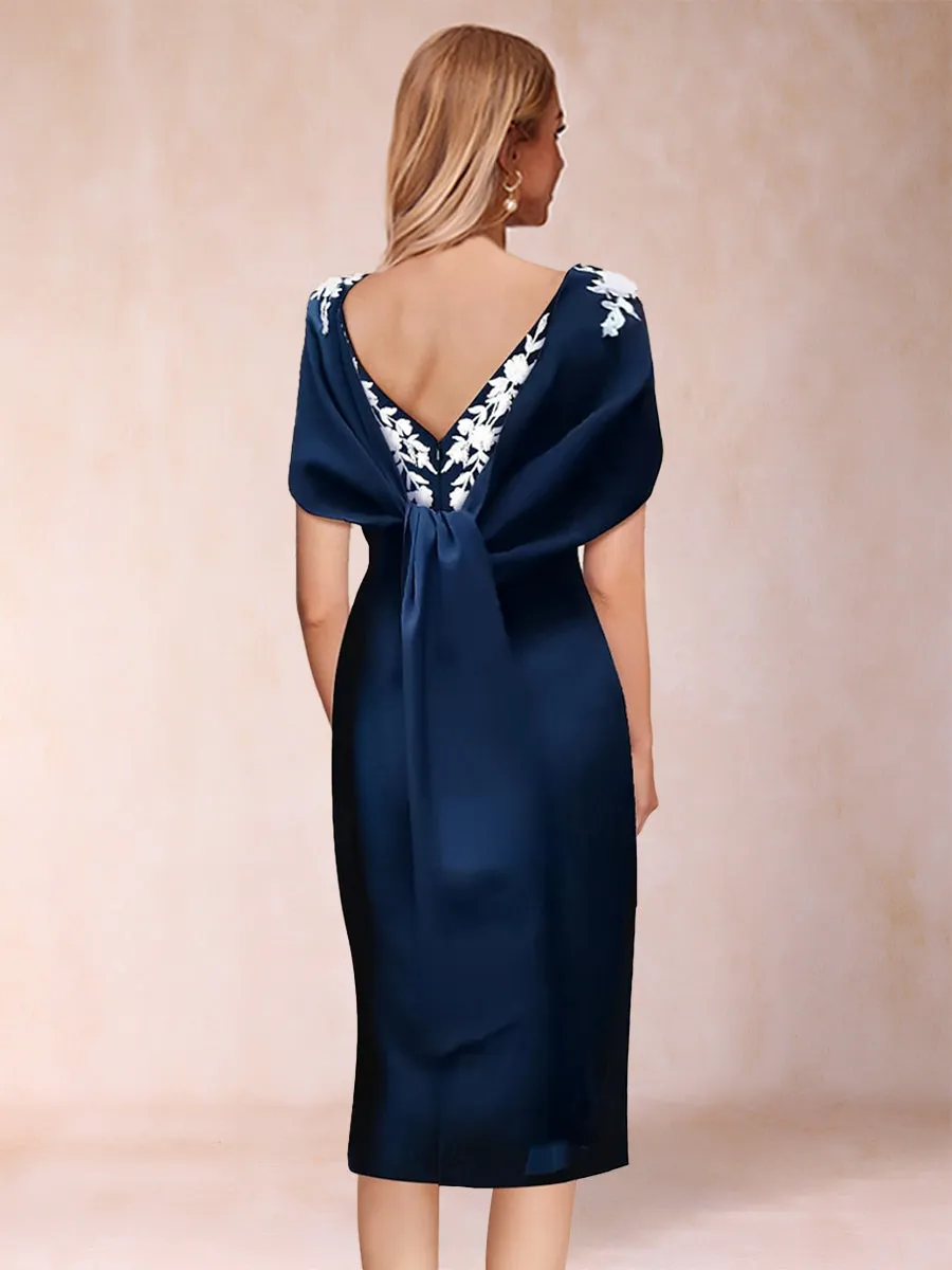 Sheath/Column Boat Neck Cap Sleeves Mother of the Bride Dresses with Applique sold by Lavetir product image thumbnail 2