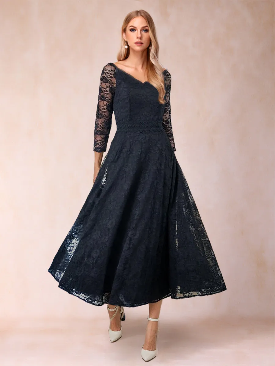 A-Line/Princess V-Neck 3/4 Sleeves Mother of the Bride Dresses with Applique sold by Lavetir