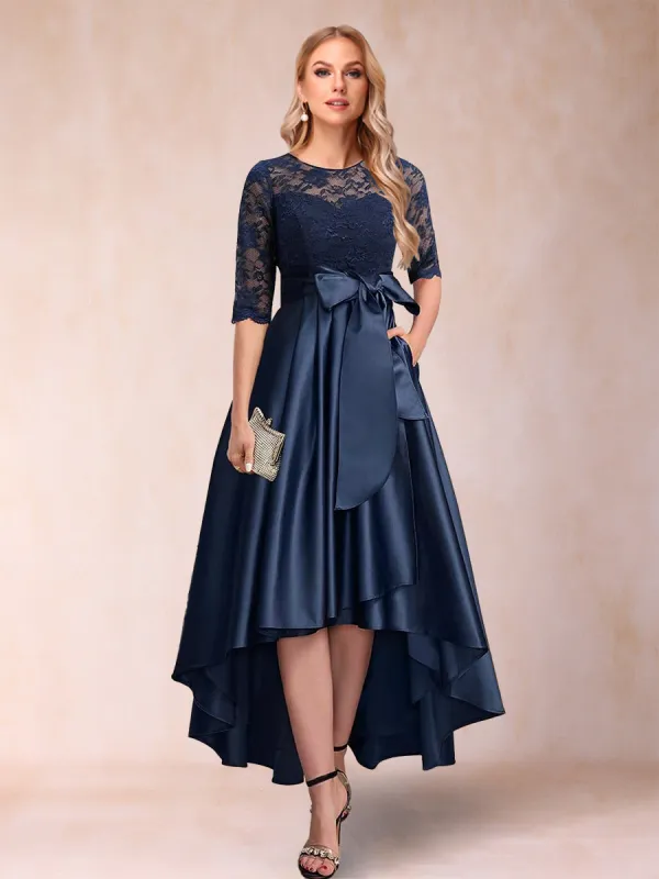 A-Line/Princess Scoop Half Sleeves Lace Mother of the Bride Dresses with Applique sold by Lavetir