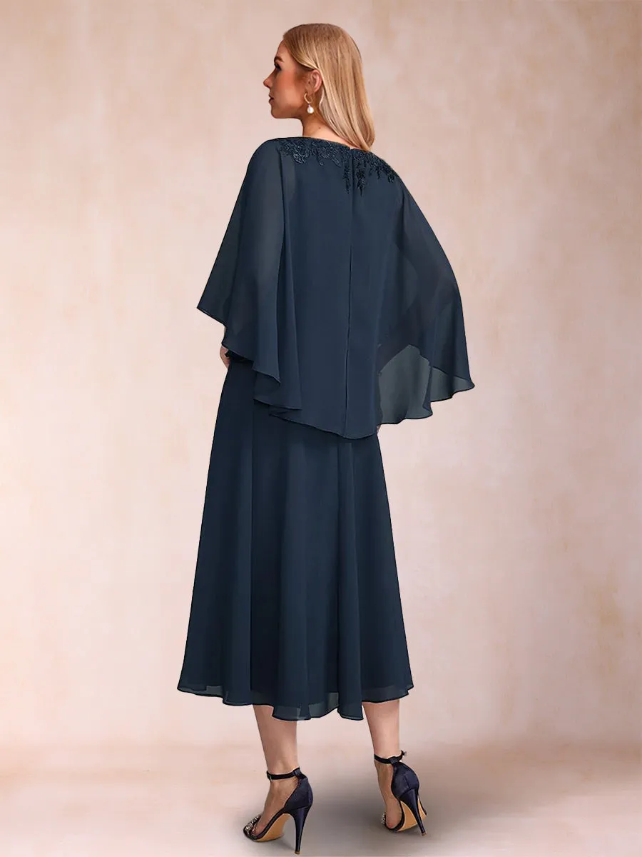 A-Line/Princess Chiffon V-Neck 3/4 Sleeves Mother of the Bride Dresses with Applique sold by Lavetir product image thumbnail 2