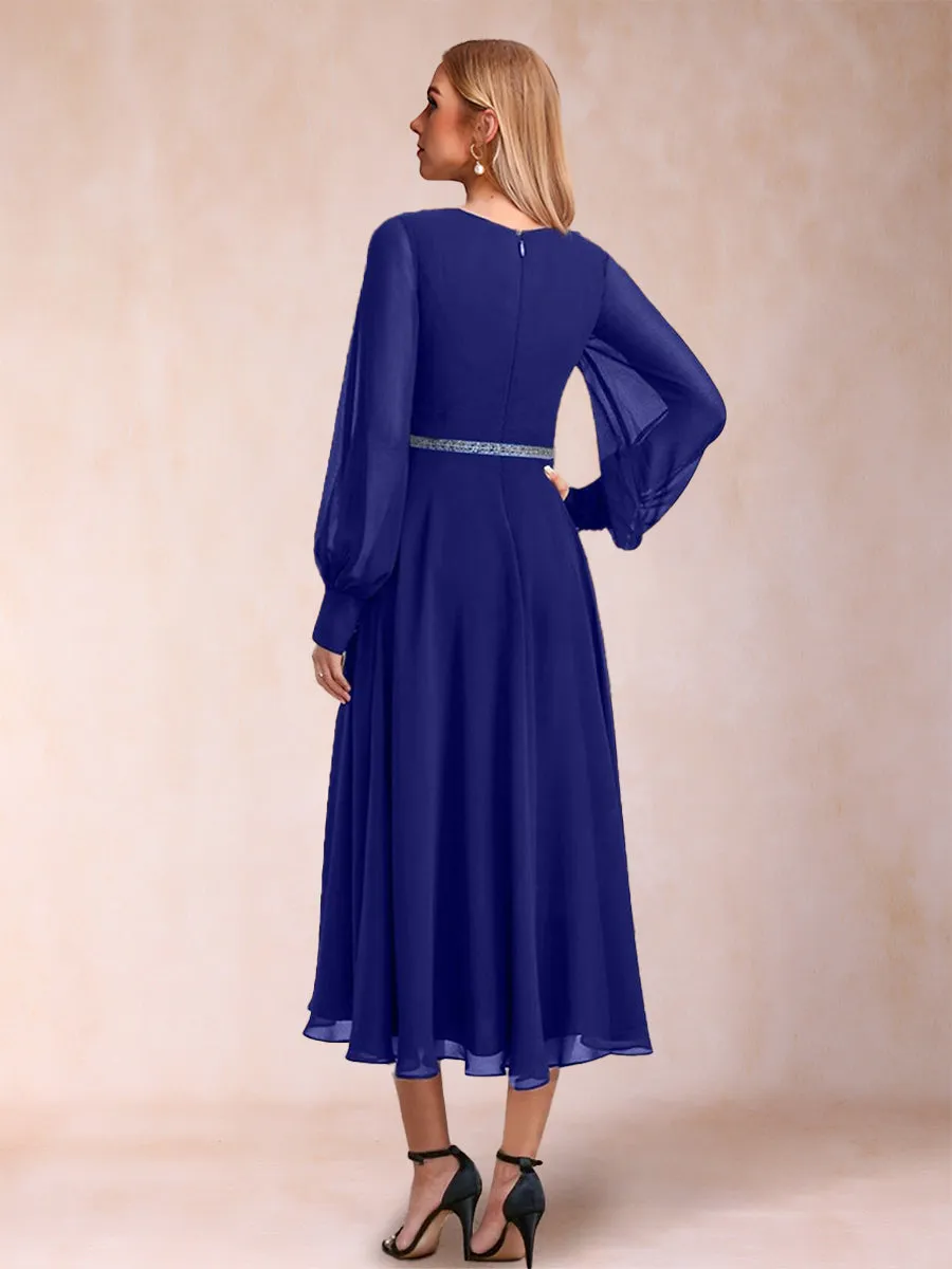 A-Line/Princess Chiffon Square Neck Ankle Long Sleeves Mother of the Bride Dresses with Sequins sold by Lavetir product image thumbnail 2