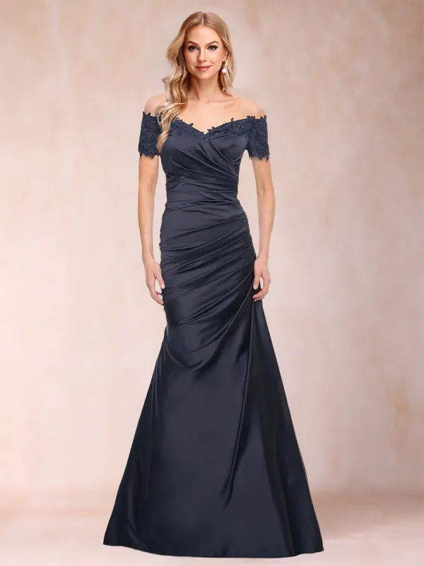 Trumpet/Mermaid Off-the-Shoulder Short Sleeves Mother of the Bride Dresses Applique sold by Lavetir